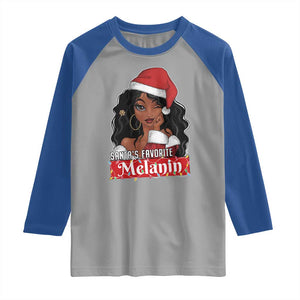African American Christmas Raglan Shirt Santa's Favorite Melanin Santa Girl TS11 Sport Gray Royal Print Your Wear