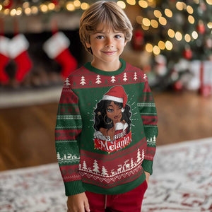 African American Xmas Ugly Christmas Sweater Santa's Favorite Melanin Santa Girl TS11 Christmas Print Your Wear