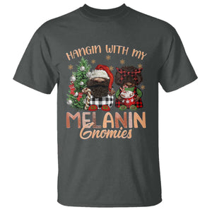 Funny African American Christmas T Shirt Hangin With My Melanin Gnomies Afro Gnomes TS11 Dark Heather Print Your Wear