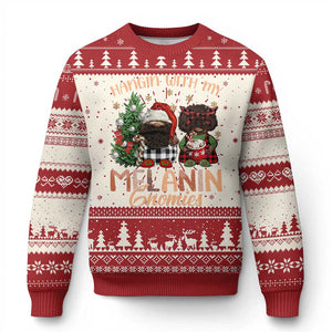 Funny African American Xmas Ugly Christmas Sweater Hangin With My Melanin Gnomies Afro Gnomes TS11 Red Print Your Wear