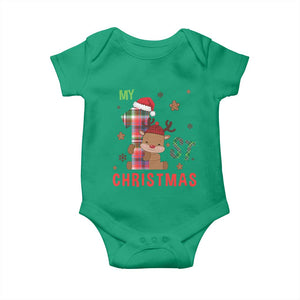 My First Christmas Cute Reindeer Santa Hat Baby Onesie TS11 Irish Green Print Your Wear