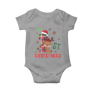 My First Christmas Cute Reindeer Santa Hat Baby Onesie TS11 Sport Gray Print Your Wear
