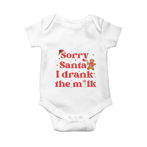 Funny First Christmas Baby Onesie Sorry Santa I Drank The Milk Gingerbread TS11 White Print Your Wear