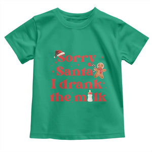 Funny First Christmas Toddler T Shirt Sorry Santa I Drank The Milk Gingerbread TS11 Irish Green Print Your Wear
