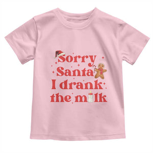 Funny First Christmas Toddler T Shirt Sorry Santa I Drank The Milk Gingerbread TS11 Light Pink Print Your Wear