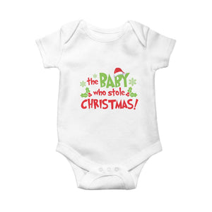 Funny The Baby Who Stole Christmas Baby Onesie First Xmas Santa Hat Mistletoe TS11 White Print Your Wear
