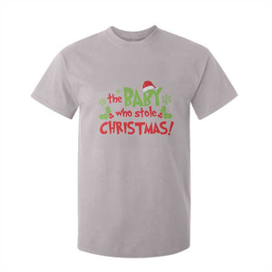 Funny The Baby Who Stole Christmas T Shirt For Kid First Xmas Santa Hat Mistletoe TS11 Ice Gray Print Your Wear