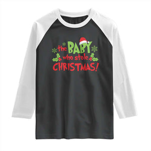 Funny The Baby Who Stole Christmas Raglan Shirt First Xmas Santa Hat Mistletoe TS11 Black White Print Your Wear