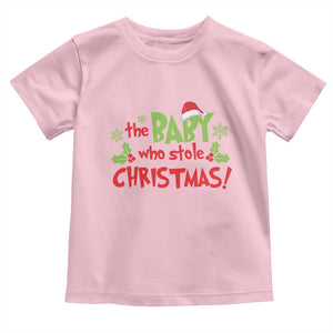 Funny The Baby Who Stole Christmas Toddler T Shirt First Xmas Santa Hat Mistletoe TS11 Light Pink Print Your Wear