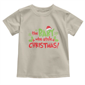 Funny The Baby Who Stole Christmas Toddler T Shirt First Xmas Santa Hat Mistletoe TS11 Sand Print Your Wear