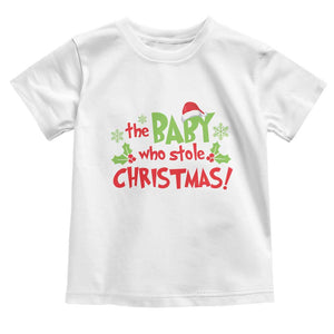 Funny The Baby Who Stole Christmas Toddler T Shirt First Xmas Santa Hat Mistletoe TS11 White Print Your Wear