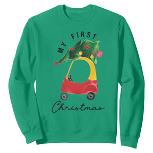 My First Christmas Sweatshirt Toy Car Xmas Tree TS11 Irish Green Print Your Wear