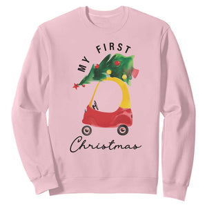 My First Christmas Sweatshirt Toy Car Xmas Tree TS11 Light Pink Print Your Wear