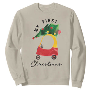 My First Christmas Sweatshirt Toy Car Xmas Tree TS11 Sand Print Your Wear