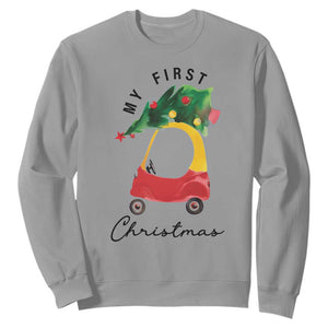 My First Christmas Sweatshirt Toy Car Xmas Tree TS11 Sport Gray Print Your Wear