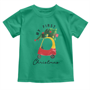 My First Christmas Toddler T Shirt Toy Car Xmas Tree TS11 Irish Green Print Your Wear