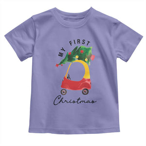 My First Christmas Toddler T Shirt Toy Car Xmas Tree TS11 Violet Print Your Wear