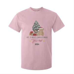 Personalized First Christmas T Shirt For Kid Custom Name Toys Xmas Tree TS11 Light Pink Print Your Wear