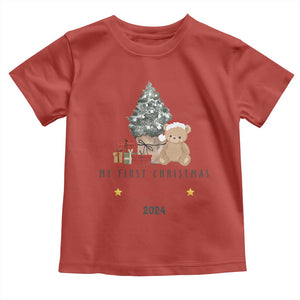 Personalized First Christmas Toddler T Shirt Custom Name Toys Xmas Tree TS11 Red Print Your Wear