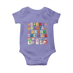 Funny First Christmas Baby Onesie Sorry Santa I Drank The Milk Retro Baby Bottle TS11 Violet Print Your Wear