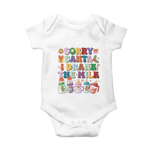 Funny First Christmas Baby Onesie Sorry Santa I Drank The Milk Retro Baby Bottle TS11 White Print Your Wear
