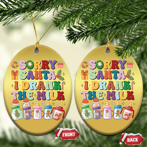 Funny First Xmas Christmas Ornament Sorry Santa I Drank The Milk Retro Baby Bottle TS11 Oval Gold Print Your Wear