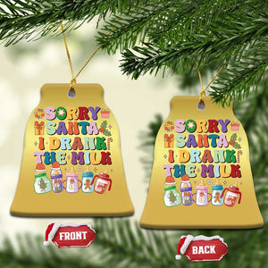 Funny First Xmas Christmas Ornament Sorry Santa I Drank The Milk Retro Baby Bottle TS11 Bell Flake Gold Print Your Wear