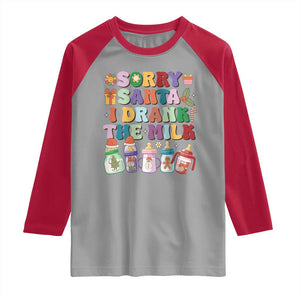 Funny First Christmas Raglan Shirt Sorry Santa I Drank The Milk Retro Baby Bottle TS11 Sport Gray Red Print Your Wear