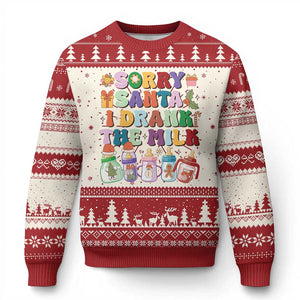 Funny First Xmas Ugly Christmas Sweater Sorry Santa I Drank The Milk Retro Baby Bottle TS11 Red Print Your Wear