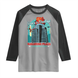 Christmas Nakatomi Plaza Raglan Shirt Season's Greeting Christmas Party Hans Gruber TS11 Sport Gray Black Print Your Wear