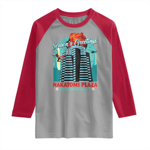 Christmas Nakatomi Plaza Raglan Shirt Season's Greeting Christmas Party Hans Gruber TS11 Sport Gray Red Print Your Wear