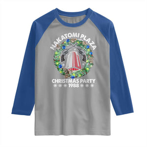 Christmas Nakatomi Plaza Raglan Shirt Christmas Party 1988 Xmas Wreath TS11 Sport Gray Royal Print Your Wear