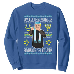 Funny Hanukkah Trump Sweatshirt Oy To The World Menorah David Stars TS11 Royal Blue Print Your Wear