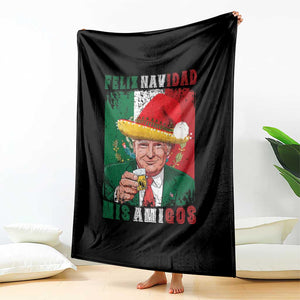 Christmas In Mexico Trump Throw Blanket Feliz Navidad Mis Amigos Santa Trump Tequila Shot TS11 Print Your Wear