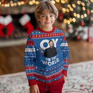 Funny Oy To The World Trump Hanukkah Ugly Sweater Menorah David Stars Chanukah Jewish TS11 Blue Red Print Your Wear