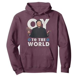 Funny Oy To The World Hanukkah Trump Hoodie Menorah David Stars Chanukah Jewish TS11 Maroon Print Your Wear
