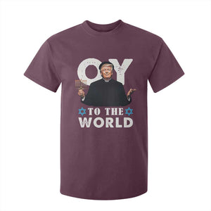 Funny Oy To The World Hanukkah Trump T Shirt For Kid Menorah David Stars Chanukah Jewish TS11 Maroon Print Your Wear
