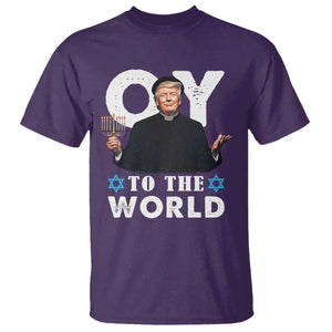 Funny Oy To The World Hanukkah Trump T Shirt Menorah David Stars Chanukah Jewish TS11 Purple Print Your Wear