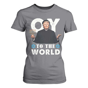 Funny Oy To The World Hanukkah Trump T Shirt For Women Menorah David Stars Chanukah Jewish TS11 Charcoal Print Your Wear
