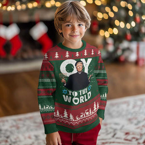 Funny Oy To The World Hanukkah Trump Ugly Christmas Sweater Menorah David Stars Chanukah Jewish TS11 Christmas Print Your Wear