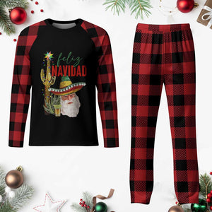 Funny Trump Mexico Xmas Plaid Pajama Set Feliz Navidad Santa Sombrero Xmas Cactus TS11 Buffalo Plaid Print Your Wear