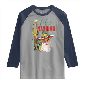Funny Trump Mexico Christmas Raglan Shirt Feliz Navidad Santa Sombrero Xmas Cactus TS11 Sport Gray Navy Print Your Wear