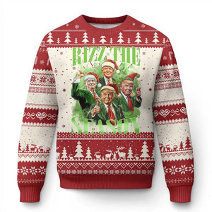 Funny Trump Xmas Ugly Christmas Sweater Rizz The Season Santa Trump Elf 47th US President TS11 Red Print Your Wear