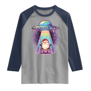 Funny Christmas Santa Alien Neon UFO Raglan Shirt TS11 Sport Gray Navy Print Your Wear