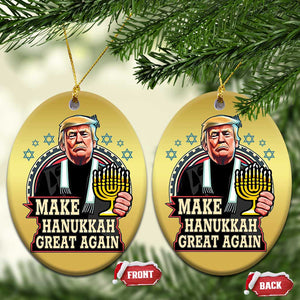 Funny Make Hanukkah Great Again Chanukah Trump Christmas Ornament Menorah David Stars TS11 Oval Gold Print Your Wear