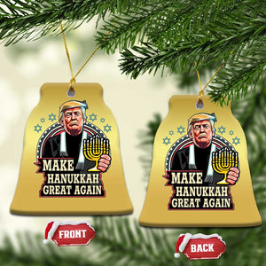 Funny Make Hanukkah Great Again Chanukah Trump Christmas Ornament Menorah David Stars TS11 Bell Flake Gold Print Your Wear