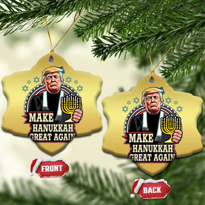 Funny Make Hanukkah Great Again Chanukah Trump Christmas Ornament Menorah David Stars TS11 Snow Flake Gold Print Your Wear