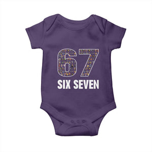 Funny 67 Six Seven Italian Brainrot Gen Alpha Meme Baby Onesie TS11 Purple Print Your Wear