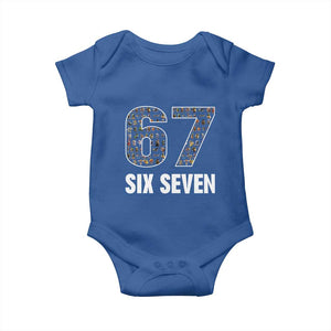 Funny 67 Six Seven Italian Brainrot Gen Alpha Meme Baby Onesie TS11 Royal Blue Print Your Wear