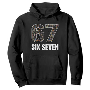 Funny 67 Six Seven Italian Brainrot Gen Alpha Meme Hoodie TS11 Black Print Your Wear